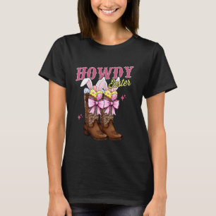 T-shirt Bonjour Pâques Lapin Western Coquette Bottes de Co