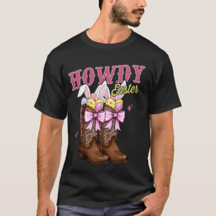 T-shirt Bonjour Pâques Lapin Western Coquette Bottes de Co