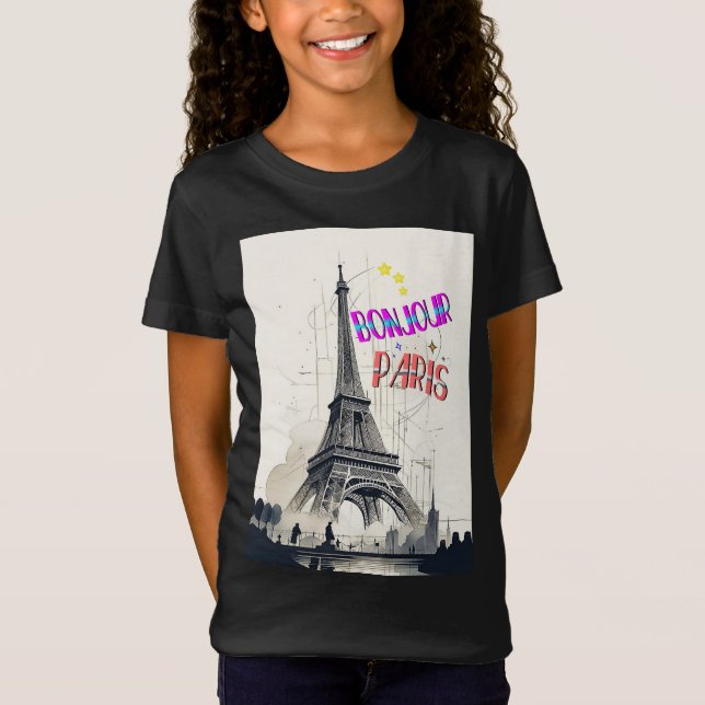 T-Shirt Bonjour Paris coloré (Devant)