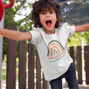 T-shirt Bonjour personnalisé arc-en-ciel niveau garçons no