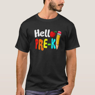 T-shirt Bonjour Pré K Premier Jour De L'École Retour À L'É