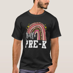 T-shirt Bonjour Pré k Rainbow Leopard Retour À L'École Ens