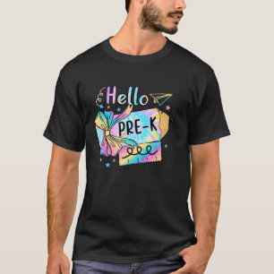 T-shirt Bonjour Pre K Tie Dye Crayon Coquette Bow Enseigna