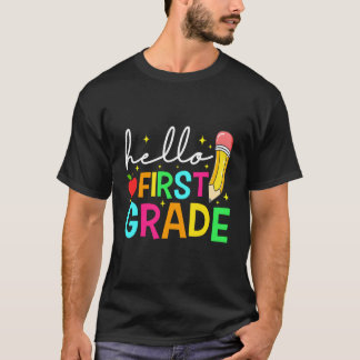 T-shirt Bonjour Première Année Retour à l'école Enfants Ar