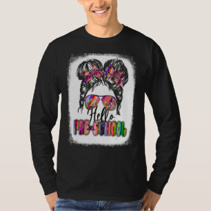 T-shirt Bonjour Préscolaire Retour À L'École Messy Bun Gir