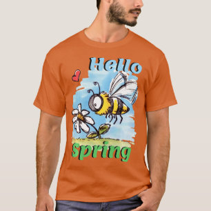 T-shirt Bonjour printemps abeille Manches longues 