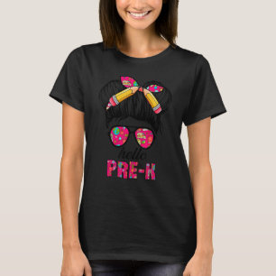 T-shirt Bonjour PrK Messy Bun Lunettes De Soleil Retour À 