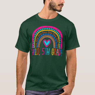 T-shirt Bonjour professeur de 5e année Arc-en-ciel Cinquiè