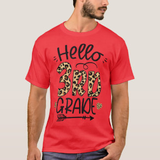 T-shirt Bonjour professeur de léopard de 3e année, étudian