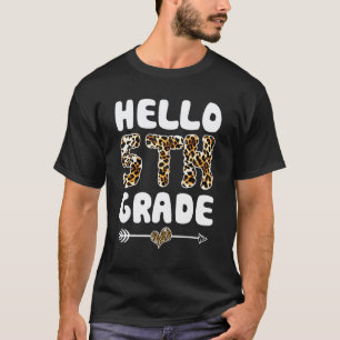 T-shirt Bonjour professeur de première année imprimé léopa