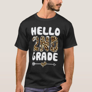 T-shirt Bonjour professeur de première année imprimé léopa