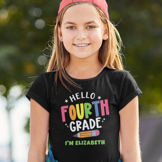 T-shirt Bonjour quatrième année de retour à l'école (Créateur téléchargé)