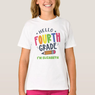 T-shirt Bonjour quatrième année de retour à l'école