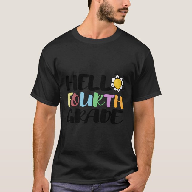 T-shirt Bonjour Quatrième Année Retour À L'École (Devant)