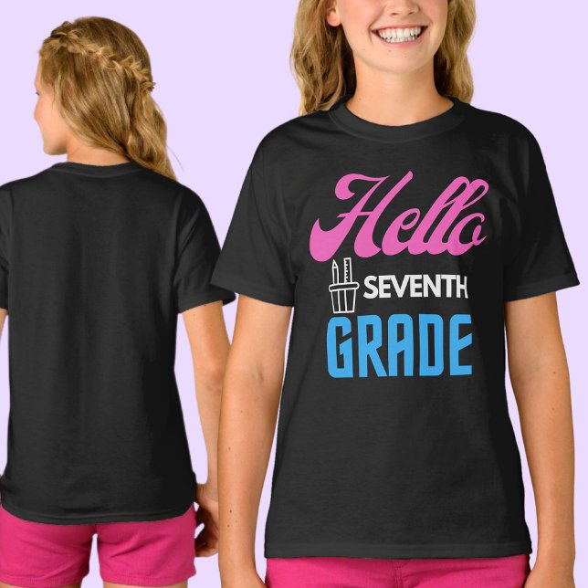T-shirt Bonjour Septième Année, Retour À L'École (Créateur téléchargé)