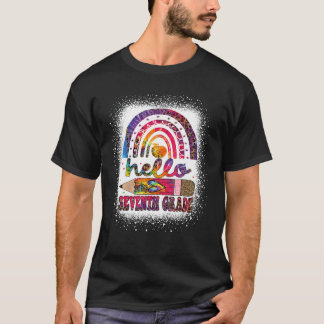 T-shirt Bonjour Septième Classe Rainbow Tie Dye Leopard Re