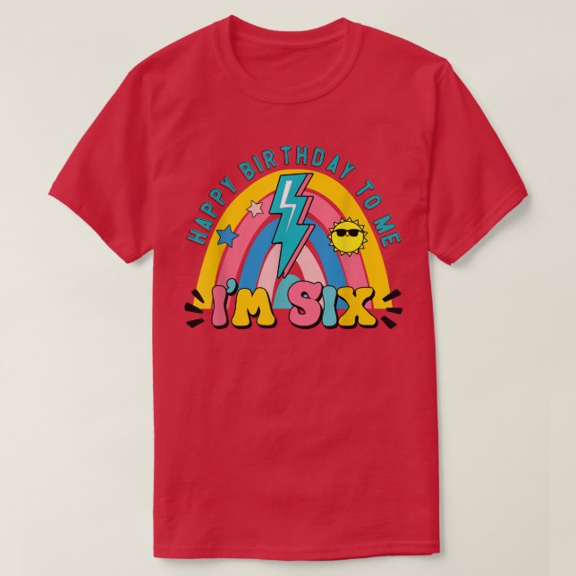 T-shirt Bonjour Si Rainbow Je Suis 6 Ans Joyeux Anniversai (Design devant)