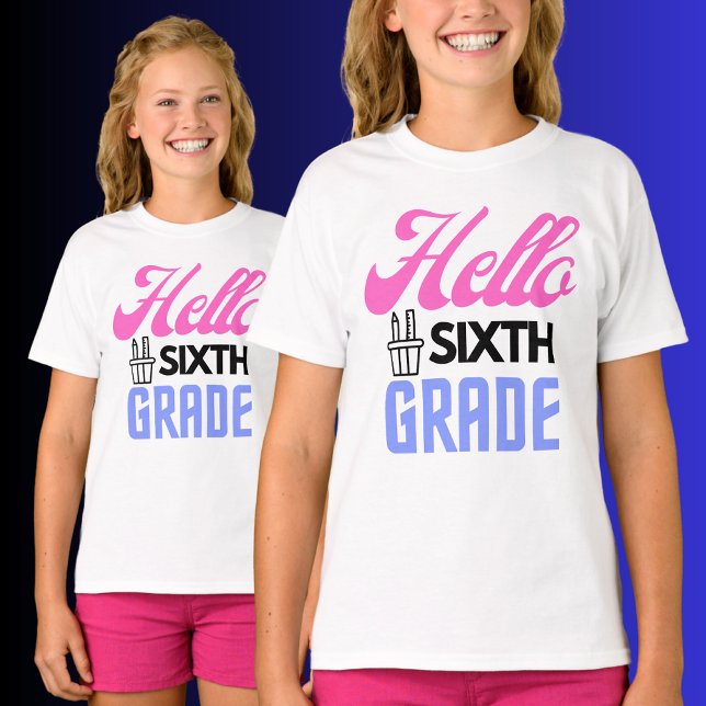 T-shirt Bonjour Sixième Année, Retour À L'École (Créateur téléchargé)