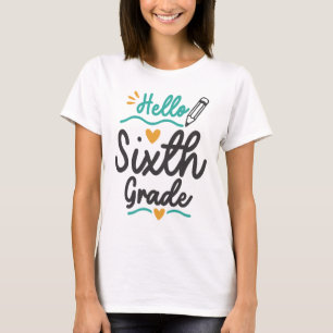 T-shirt Bonjour Sixième Année Retour À L'École Étudiant En
