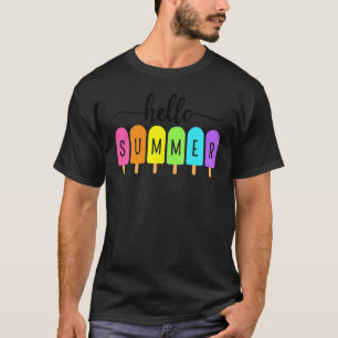 T-shirt Bonjour Summer Crème Glace Famille Vacances Popsic