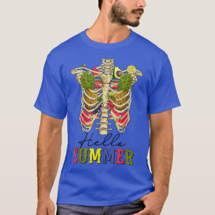 T-shirt Bonjour Summer Skeleton Flower Watermelon Beach Tr