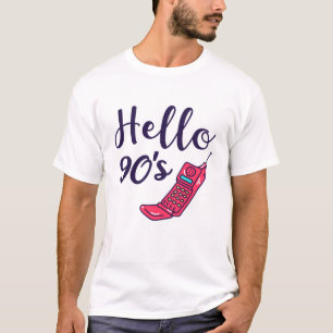 T-shirt Bonjour téléphone portable des années 90