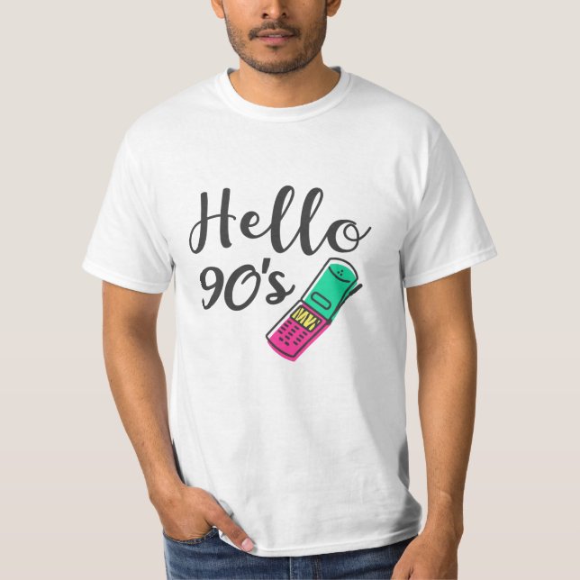 T-shirt Bonjour téléphone portable des années 90 (Devant)