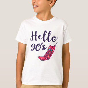 T-shirt Bonjour téléphone portable des années 90