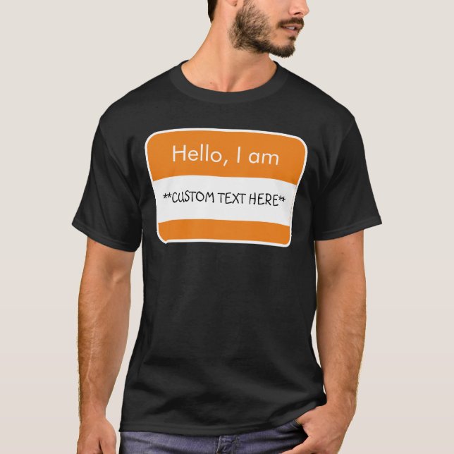 T-shirt Bonjour... ***TEXTE PERSONNALISÉ*** Nom Tag T-shir (Devant)