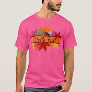 T-SHIRT BONJOUR TOMBE, FEUILLES ET ACORNES AUTUMAIRES, THA