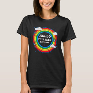 T-shirt Bonjour Treize Est 2008 Cute Arc-En-Ciel Nuages 13