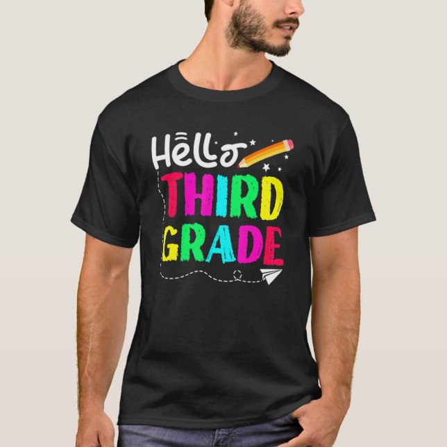 T-shirt Bonjour Troisième Année Retour À La Conception De  (Devant)