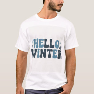 T-shirt Bonjour Typographie Rétro Groovy Hiver Shi