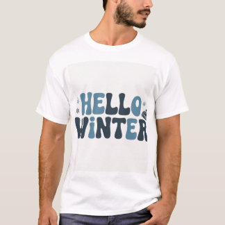 T-shirt Bonjour Typographie Rétro Groovy Hiver Shi