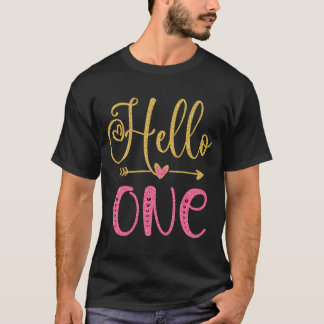 T-shirt Bonjour un an enfant bébé fille 1er anniversaire