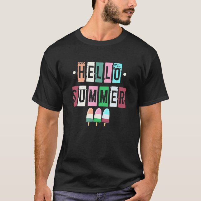 T-shirt Bonjour Vacances Été Crème Ice Paraprofessionnel (Devant)