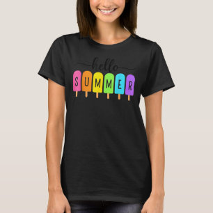 T-shirt Bonjour Vacances Été Glace Crème Popsicle Ice Loll