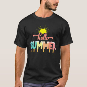 T-shirt Bonjour Vacances Été Ice Lolly Crème de glace Pops