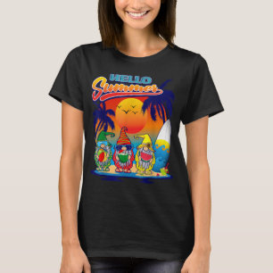 T-shirt Bonjour Vacances Été Jardin Gnomes Beach Vibes Wo