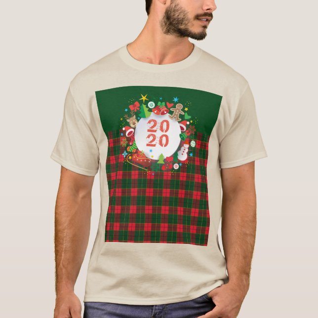 T-shirt Bonne année 2020 ! Motif écossais (Devant)