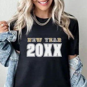 T-shirt Bonne année 2026 Black Silver & Gold Parties scint