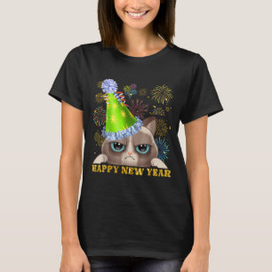 T-shirt Bonne année 2026 Chapeau drôle de chat Nouvel An G