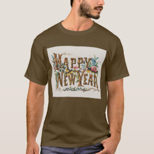 T-shirt Bonne année dans les troncs d'arbres, les glands e