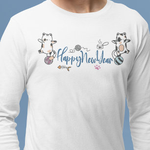 T-shirt Bonne Année Entre Les Chatons Équilibré Sur Un Fil