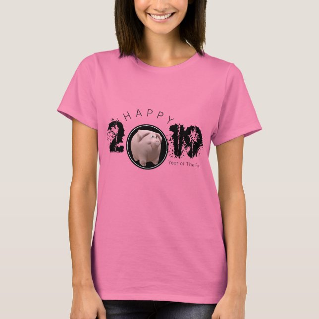 T-shirt Bonne année PIg 2019 Original 3D Femme Tee (Devant)