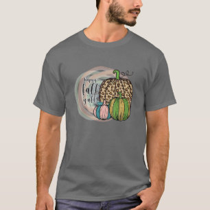 T-shirt Bonne Automne Yall Empreinte de léopard Citrouille