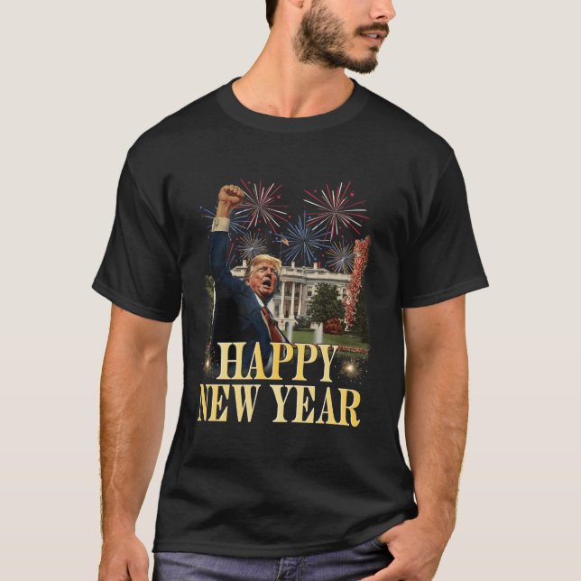 T-shirt Bonne fête du Nouvel An 2025 Trump 2024 Prenez l'A (Devant)