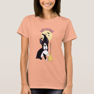 T-shirt Bonne Halloween Boston Terrier Witch