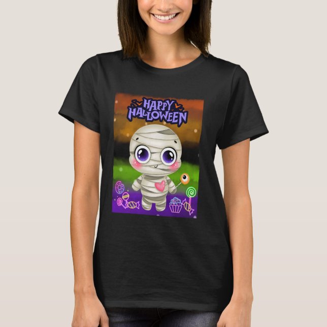 T-shirt Bonne Halloween Cute Big Eye maman Love (Devant)