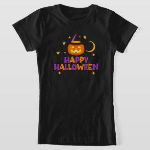 T-Shirt Bonne Halloween mignonne sorcière Citrouille fille